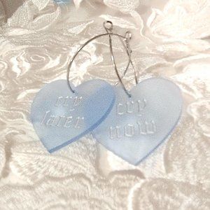 Acrylic "Cry Now, Cry Later" Statement Dangling Hoop Earrings